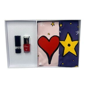 Christian Dior Gift Set - Mini Lipstick 999, Nail Polish 999, & 2 Travel Bags